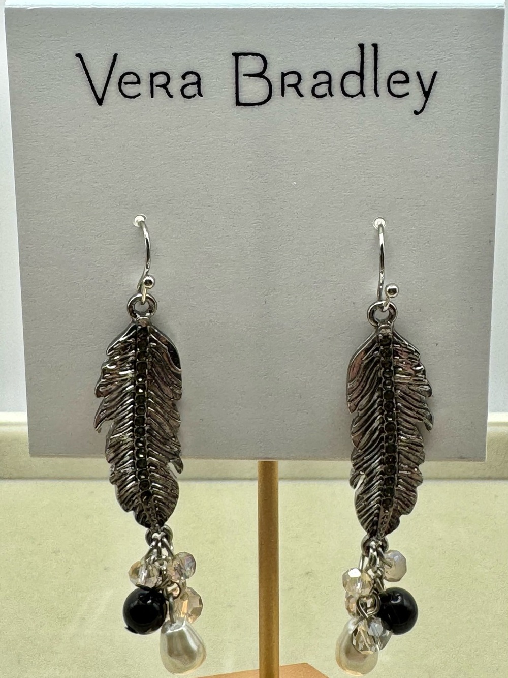 Vera Bradley Feathers’ Drop Earrings NWT Silver Tone Southwestern